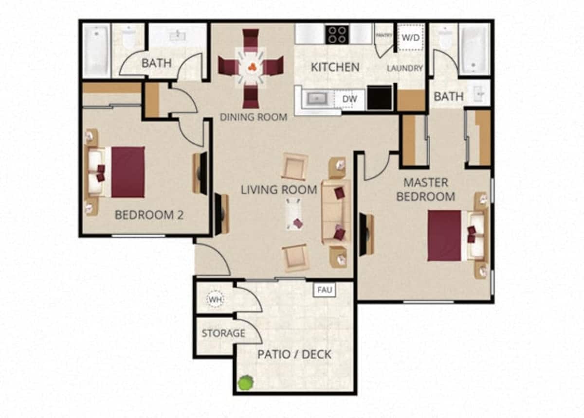 Floorplan diagram for Plan 2, showing 2 bedroom