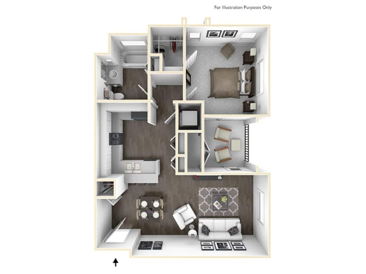 Floorplan diagram for 1x1, showing 1 bedroom