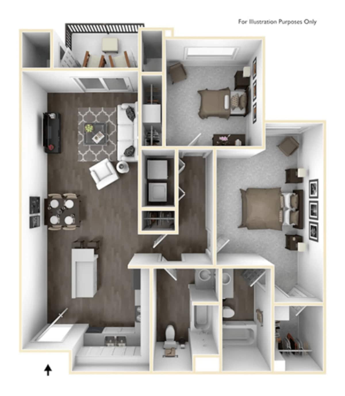 Floorplan diagram for 2x2, showing 2 bedroom