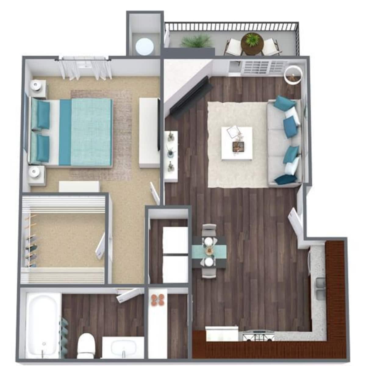 Floorplan diagram for Jade, showing 1 bedroom
