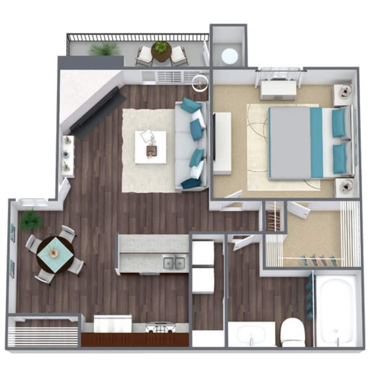Floorplan diagram for Onyx, showing 1 bedroom