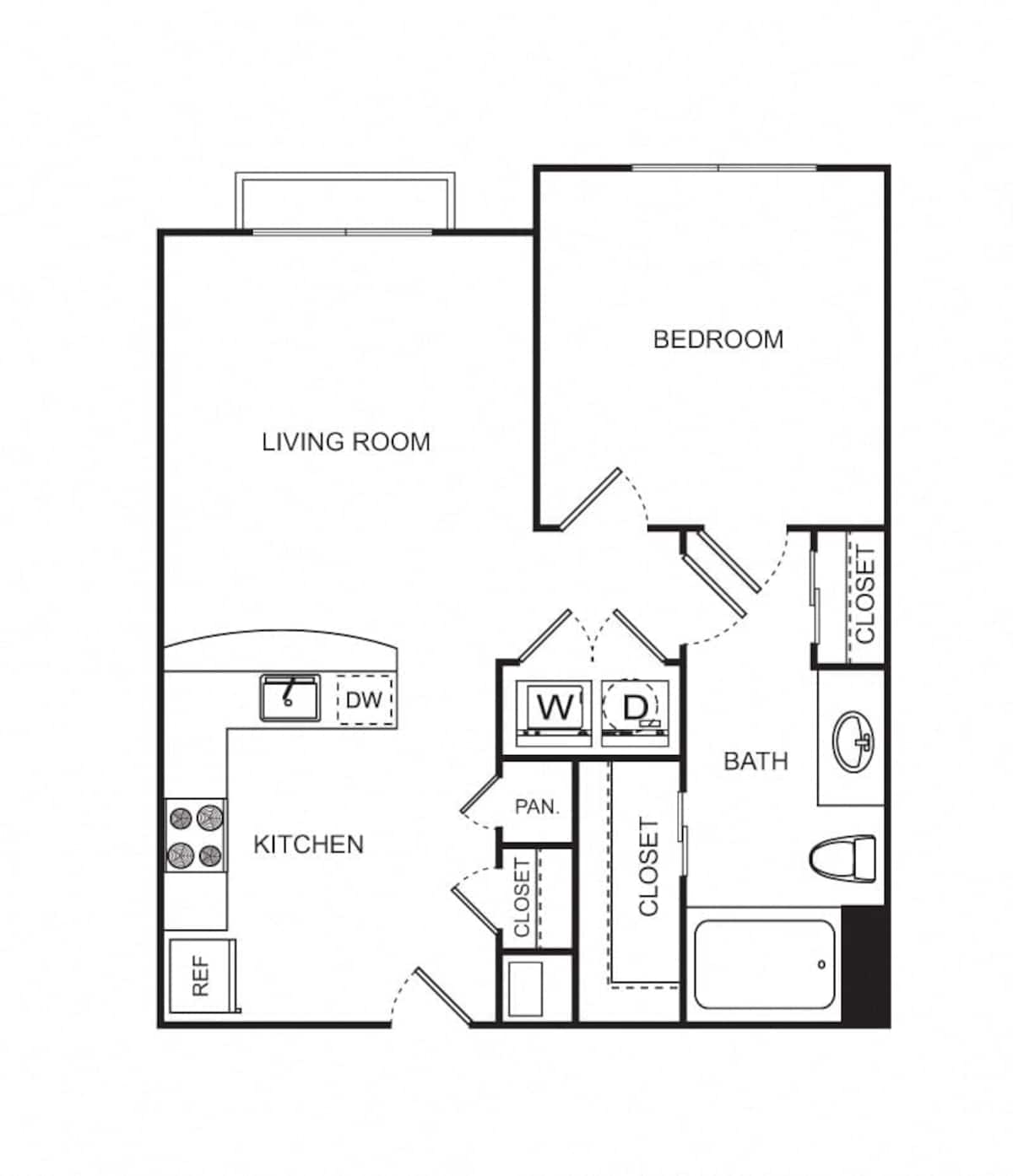 Floorplan diagram for A1, showing 1 bedroom