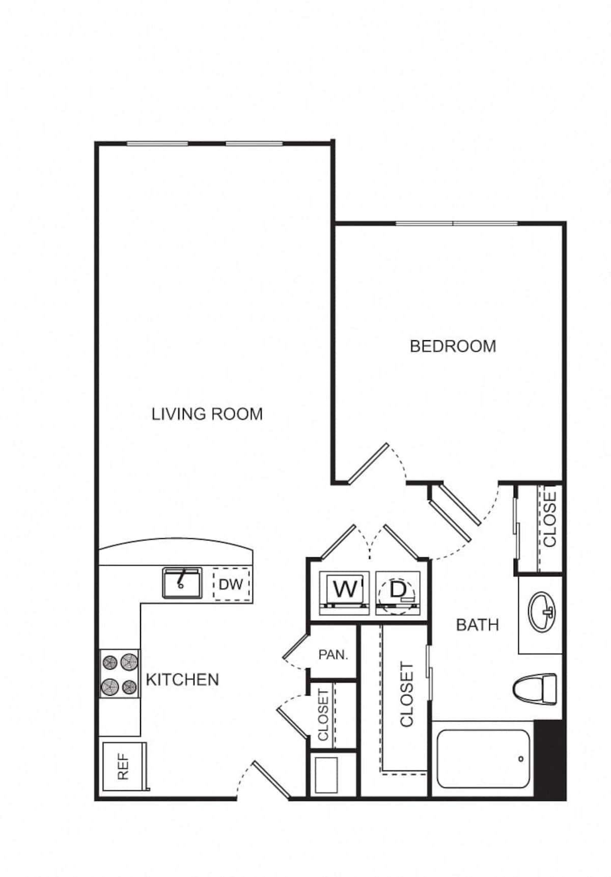 Floorplan diagram for A5, showing 1 bedroom