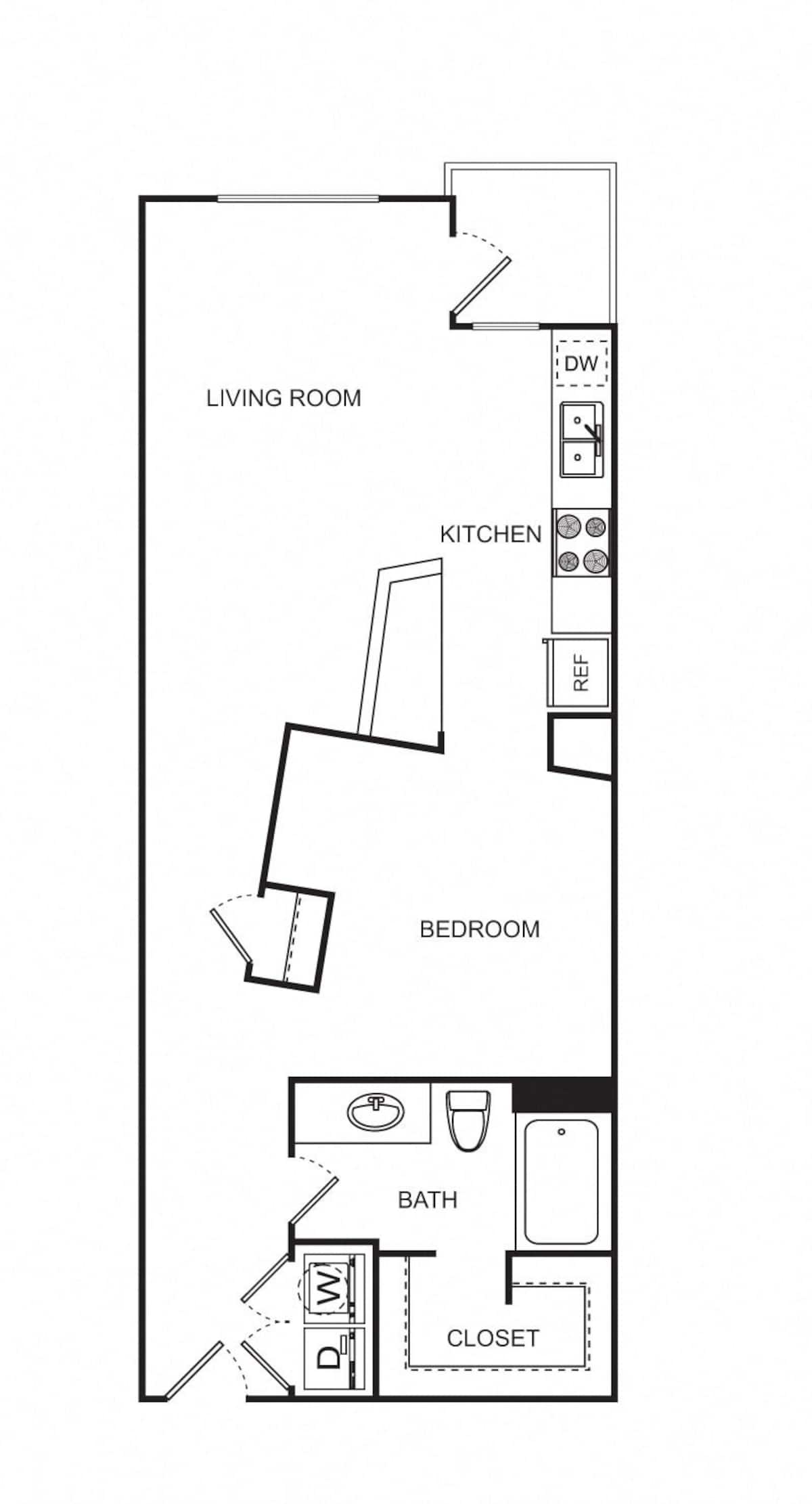 Floorplan diagram for A6, showing 1 bedroom
