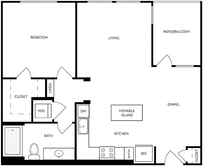 Floorplan diagram for A1, showing 1 bedroom