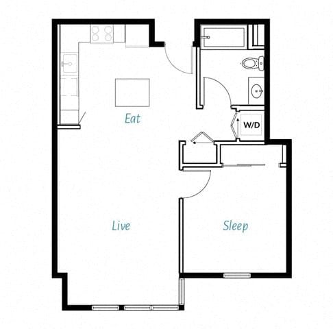 Floorplan diagram for A1- 1D, showing 1 bedroom