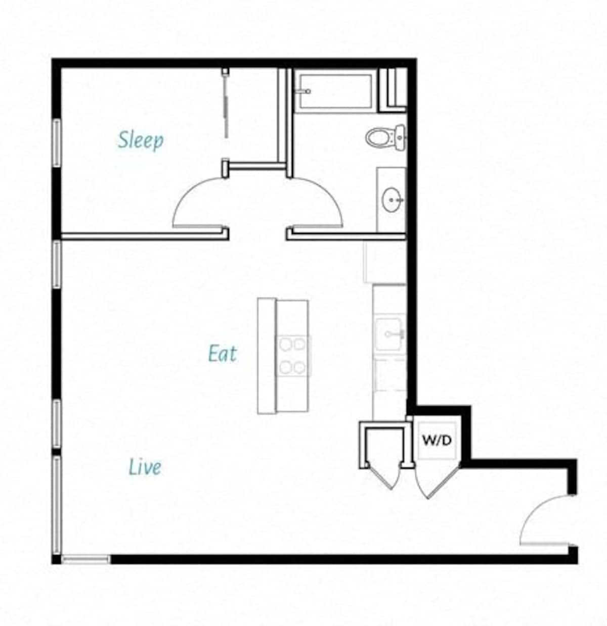 Floorplan diagram for A1- 1F, showing 1 bedroom