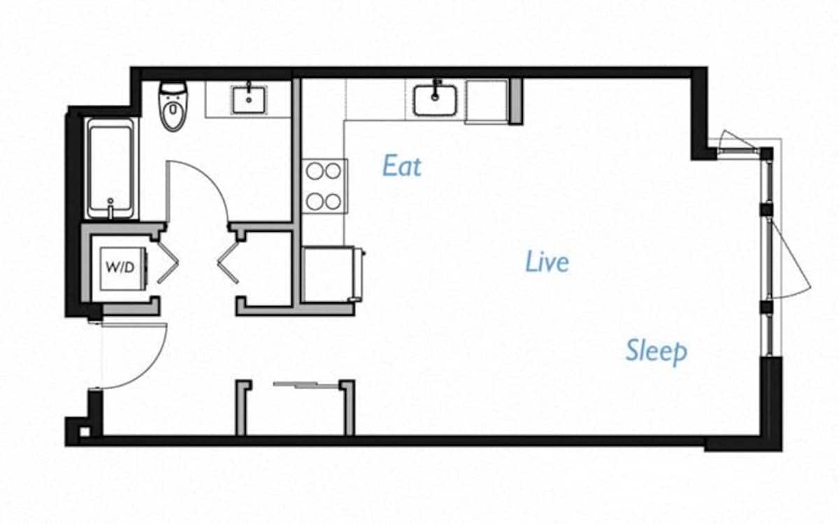 Floorplan diagram for A3- 0S, showing Studio