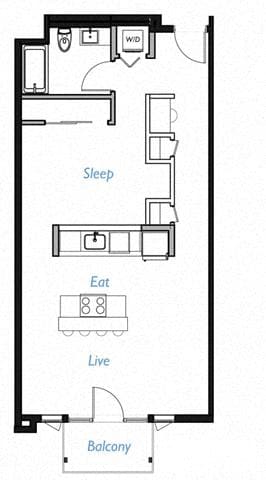 Floorplan diagram for A3- 1B, showing 1 bedroom
