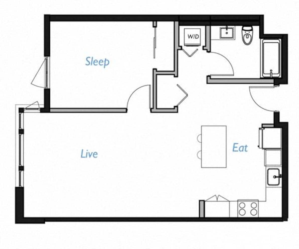 Floorplan diagram for A3- 1C, showing 1 bedroom