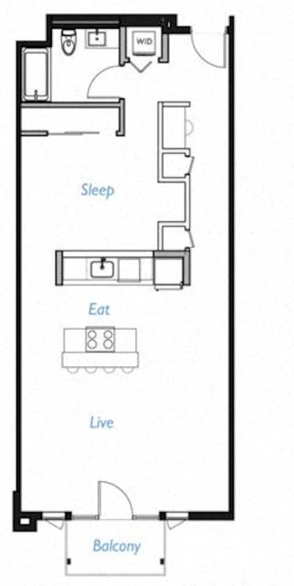 Floorplan diagram for A3- 1G, showing 1 bedroom