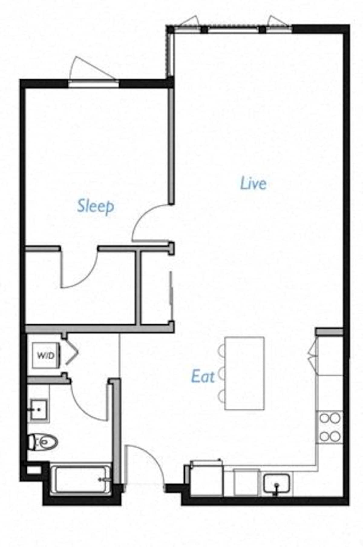Floorplan diagram for A3- 1H, showing 1 bedroom