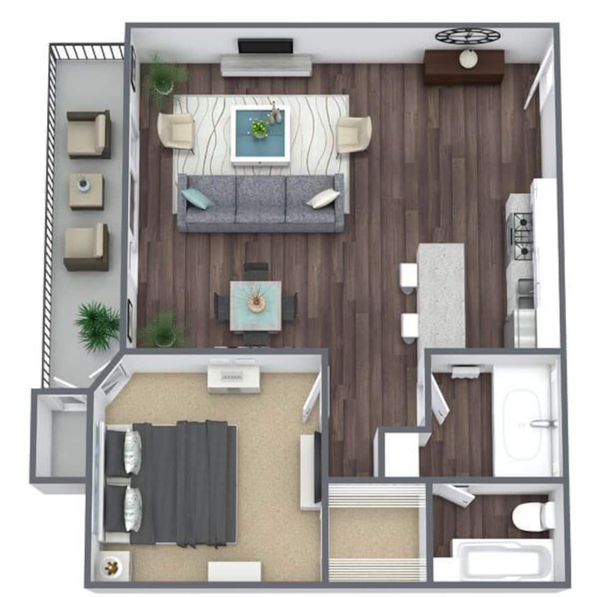 Floorplan diagram for 1X1, showing 1 bedroom