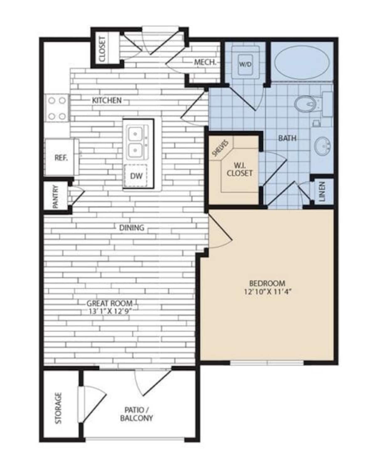 Floorplan diagram for A2, showing 1 bedroom