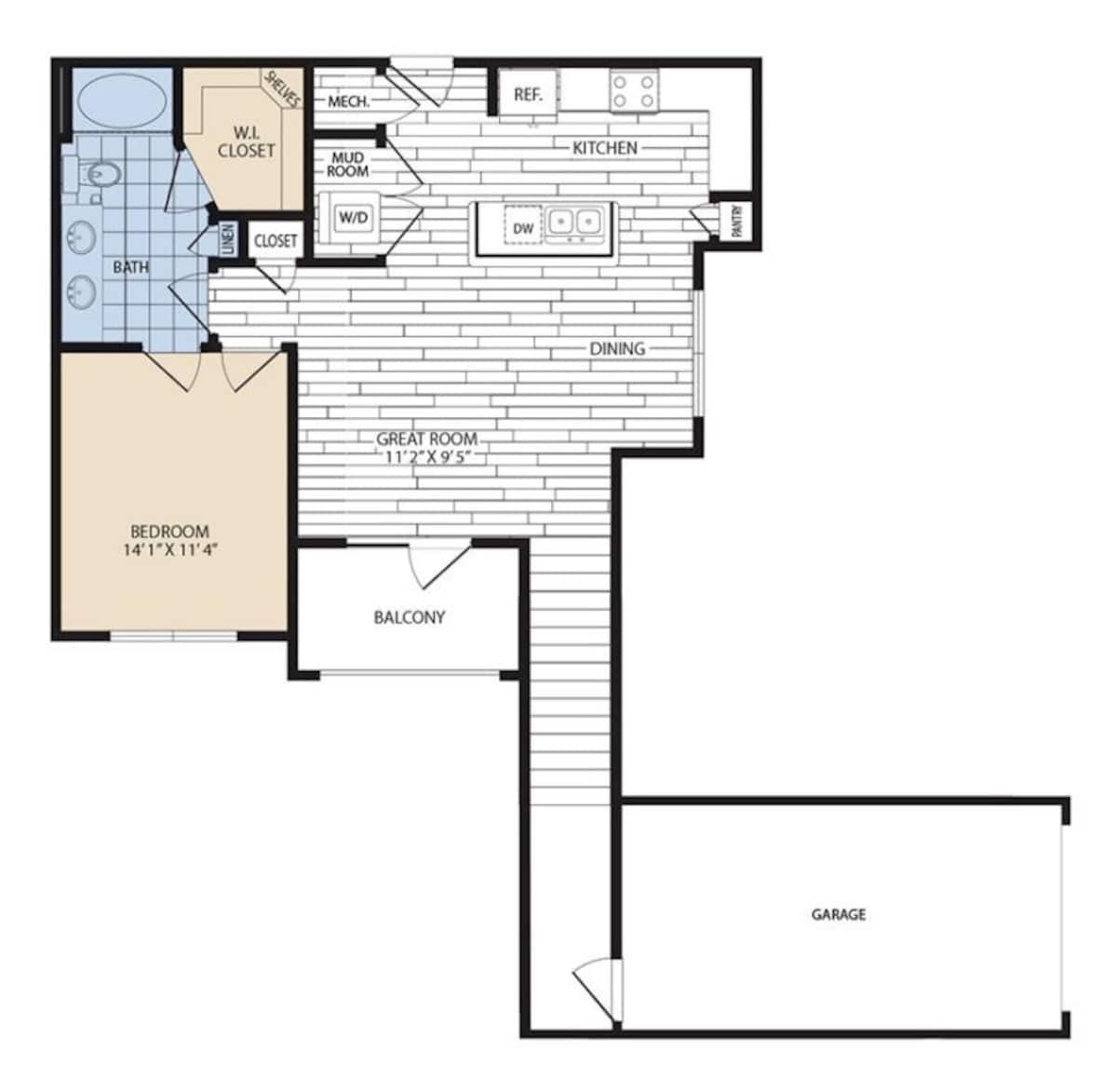 Floorplan diagram for A7, showing 1 bedroom