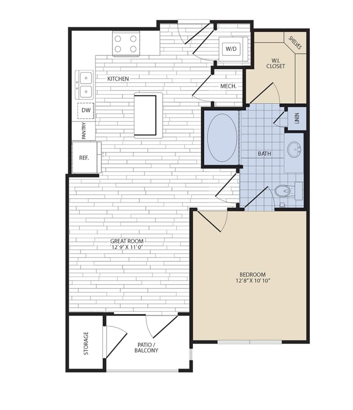 Floorplan diagram for A1 Essential, showing 1 bedroom