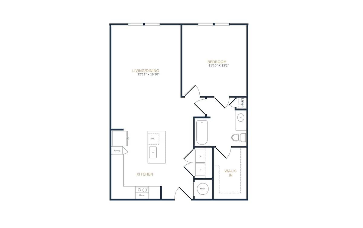 Floorplan diagram for A1, showing 1 bedroom