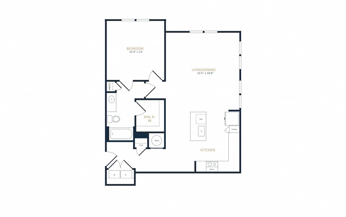 Floorplan diagram for A2, showing 1 bedroom