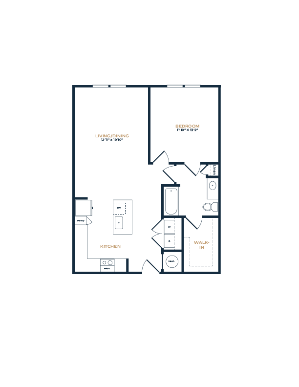 Floorplan diagram for A1 Essential, showing 1 bedroom