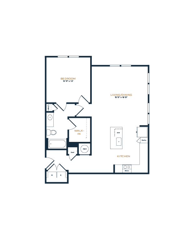Floorplan diagram for A2 Essential, showing 1 bedroom