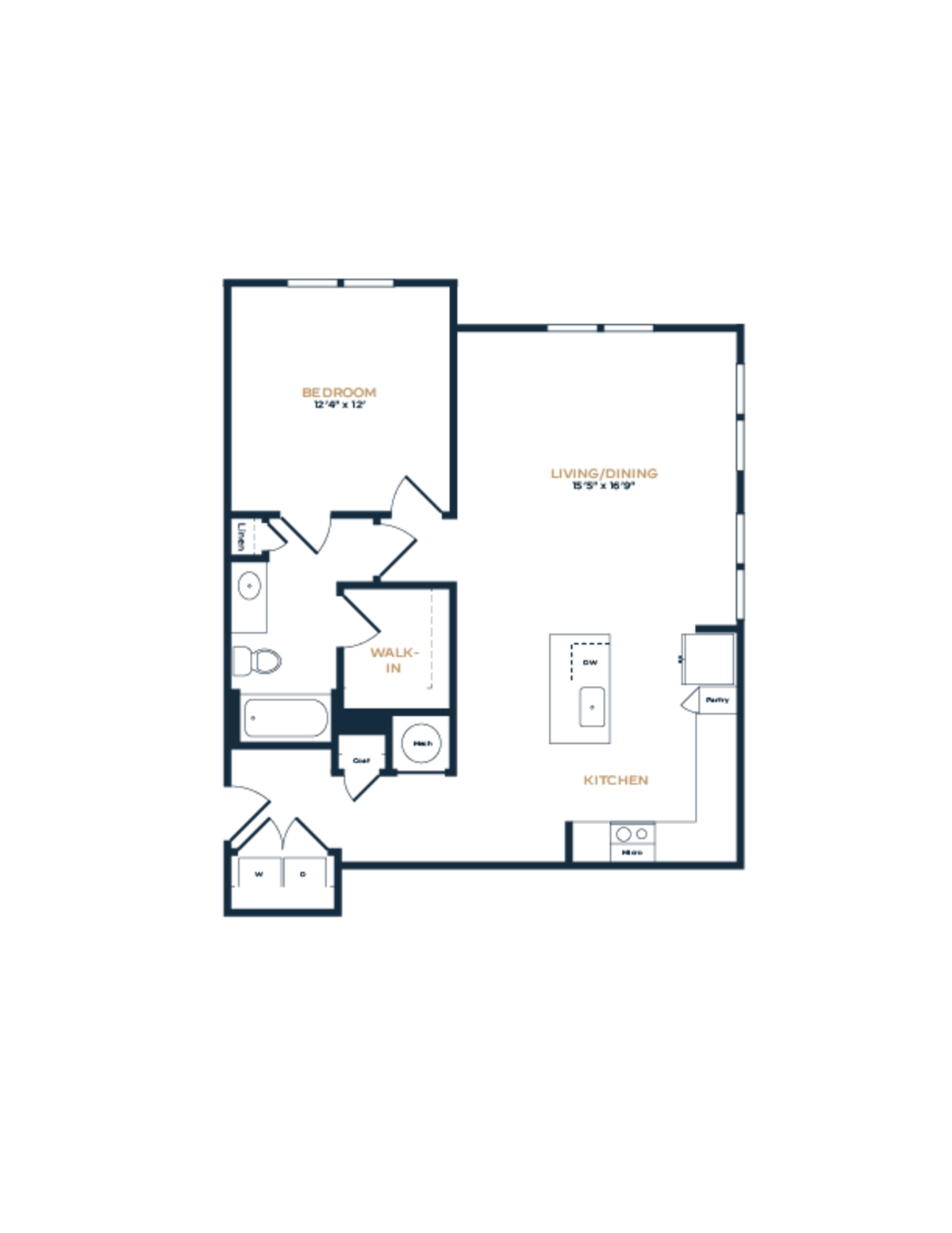 Floorplan diagram for A2 Essential, showing 1 bedroom