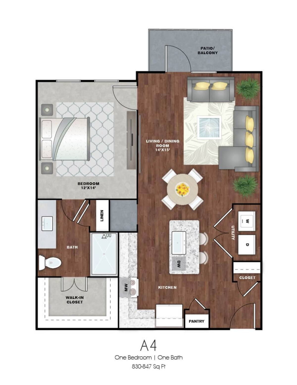 Floorplan diagram for A6, showing 1 bedroom