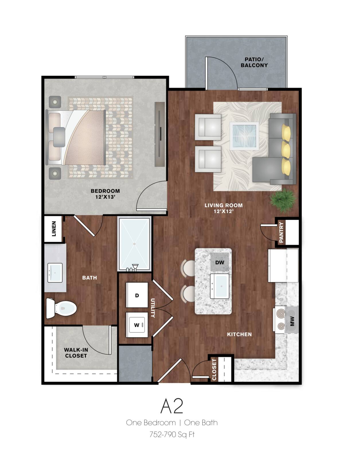 Floorplan diagram for A2 Essential, showing 1 bedroom
