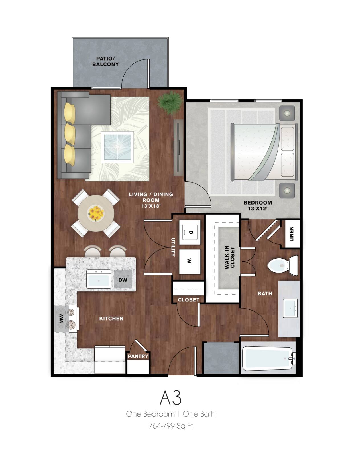 Floorplan diagram for A4a Essential, showing 1 bedroom