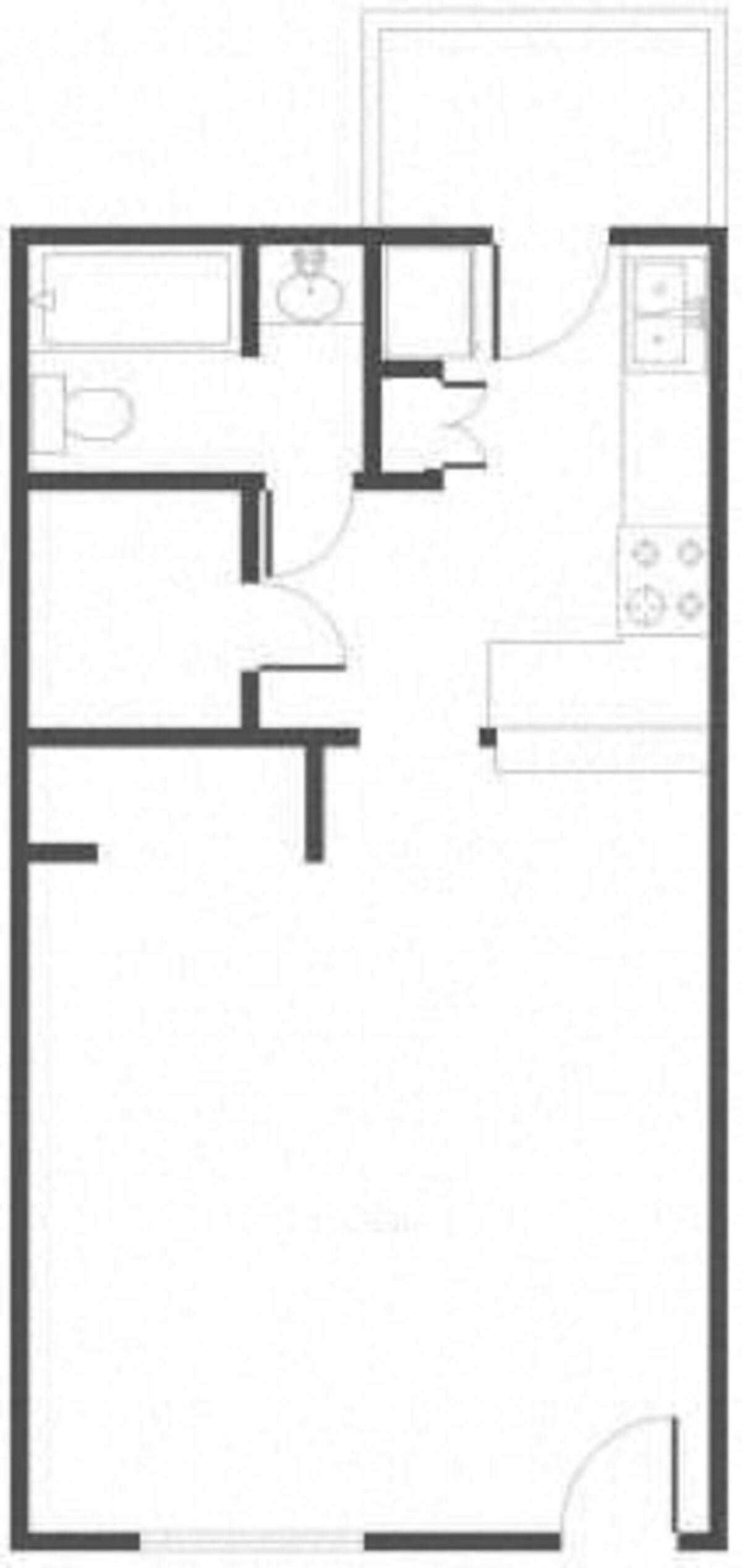 Floorplan diagram for E1, showing Studio