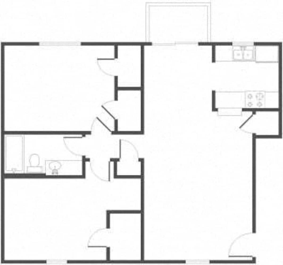 Floorplan diagram for B2, showing 2 bedroom