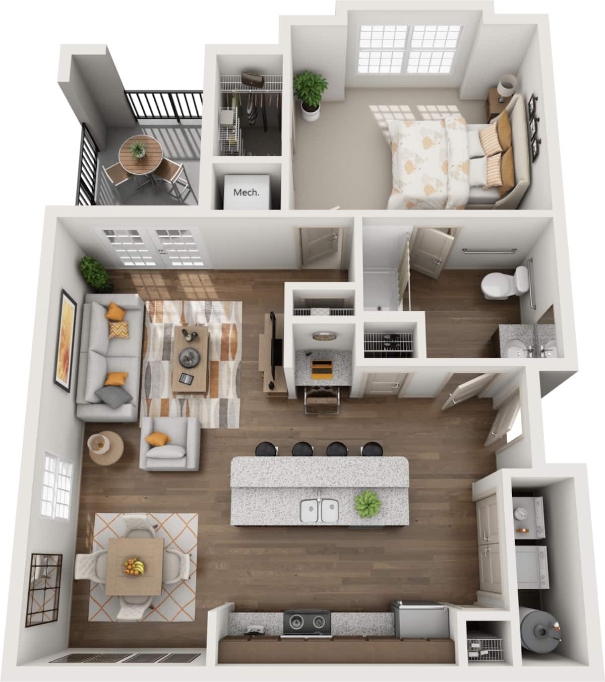 Floorplan diagram for A1, showing 1 bedroom