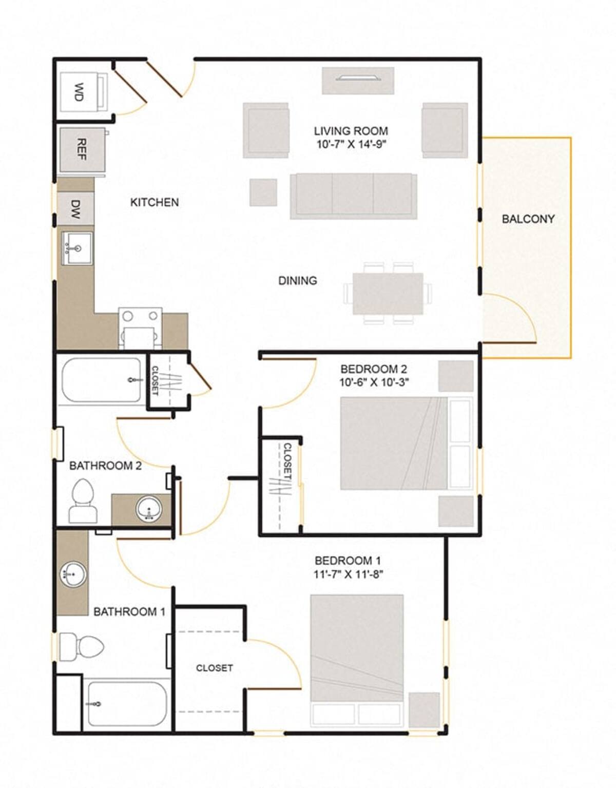 Floorplan diagram for C3.1 (2x2), showing 2 bedroom