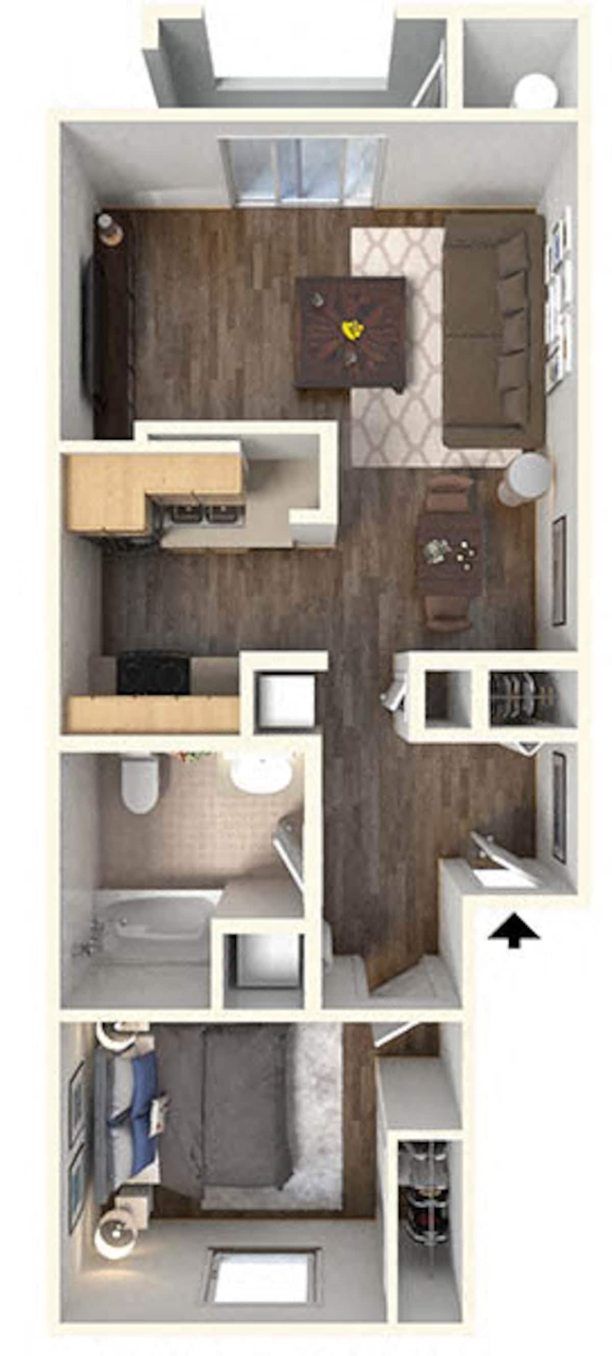 Floorplan diagram for A1, showing 1 bedroom