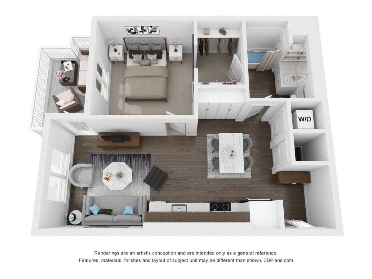 Floorplan diagram for A2 1x1, showing 1 bedroom
