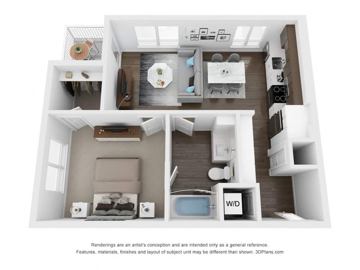 Floorplan diagram for A3 1x1, showing 1 bedroom