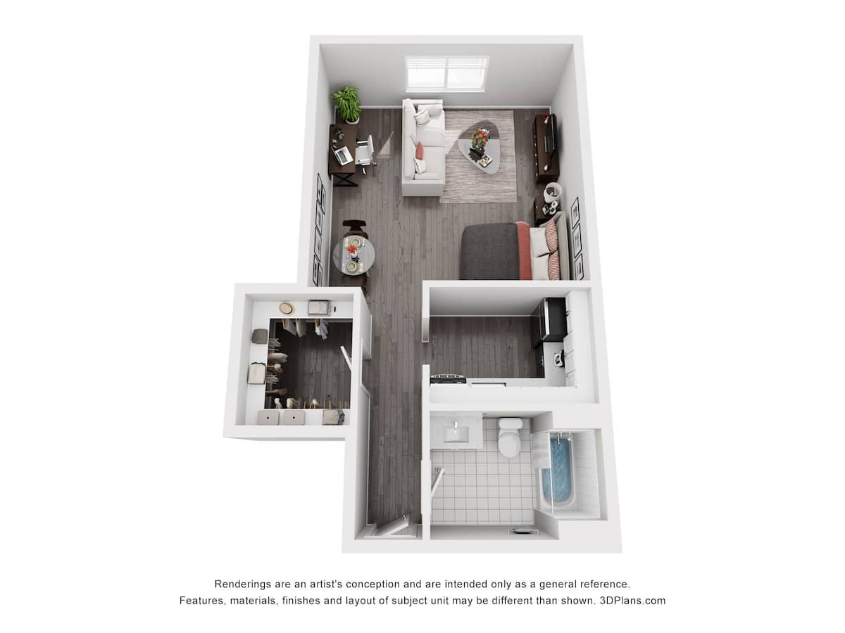 Floorplan diagram for Ponce, showing Studio