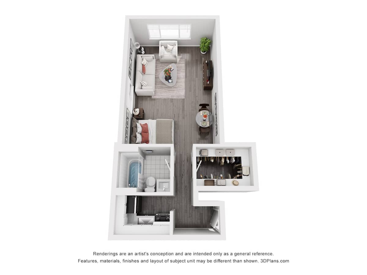 Floorplan diagram for Virginia, showing Studio