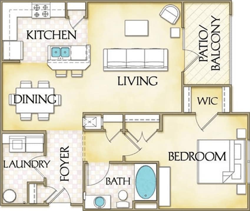 Floorplan diagram for A1, showing 1 bedroom