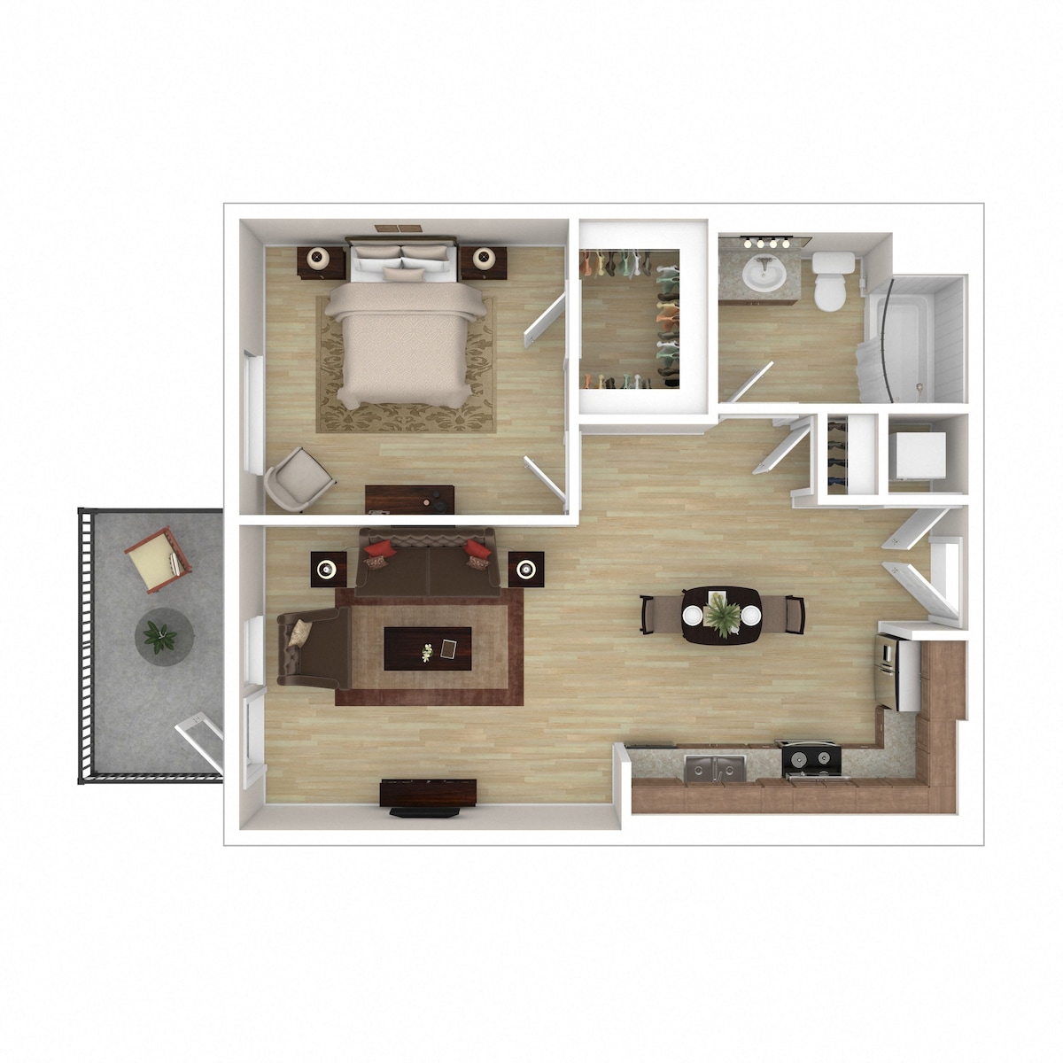 Floorplan diagram for The Chicago, showing 1 bedroom