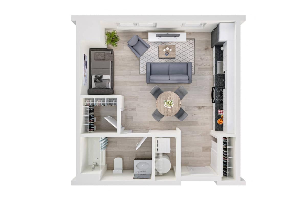 Floorplan diagram for Studio A, showing Studio