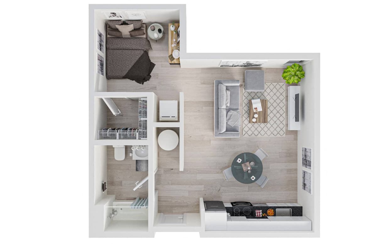 Floorplan diagram for Studio B, showing Studio