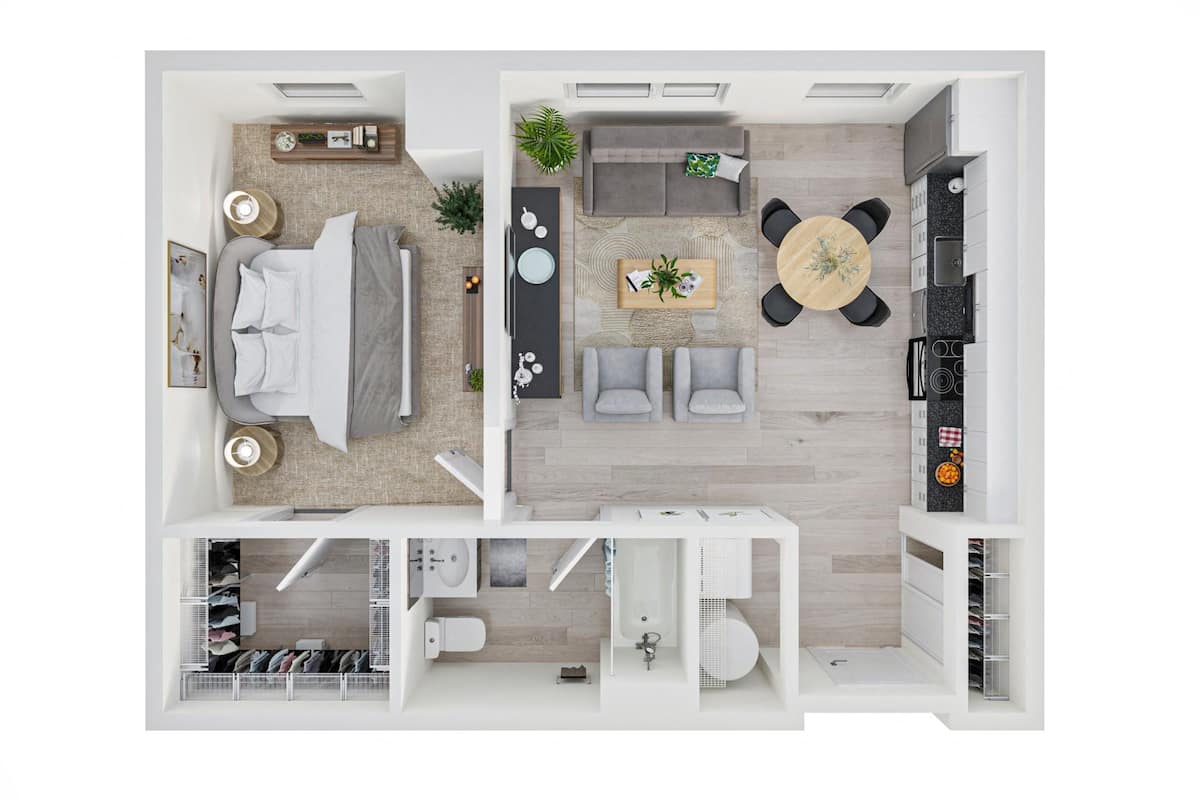 Floorplan diagram for 1x1 A, showing 1 bedroom