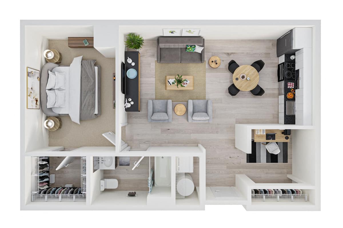 Floorplan diagram for 1x1 C, showing 1 bedroom