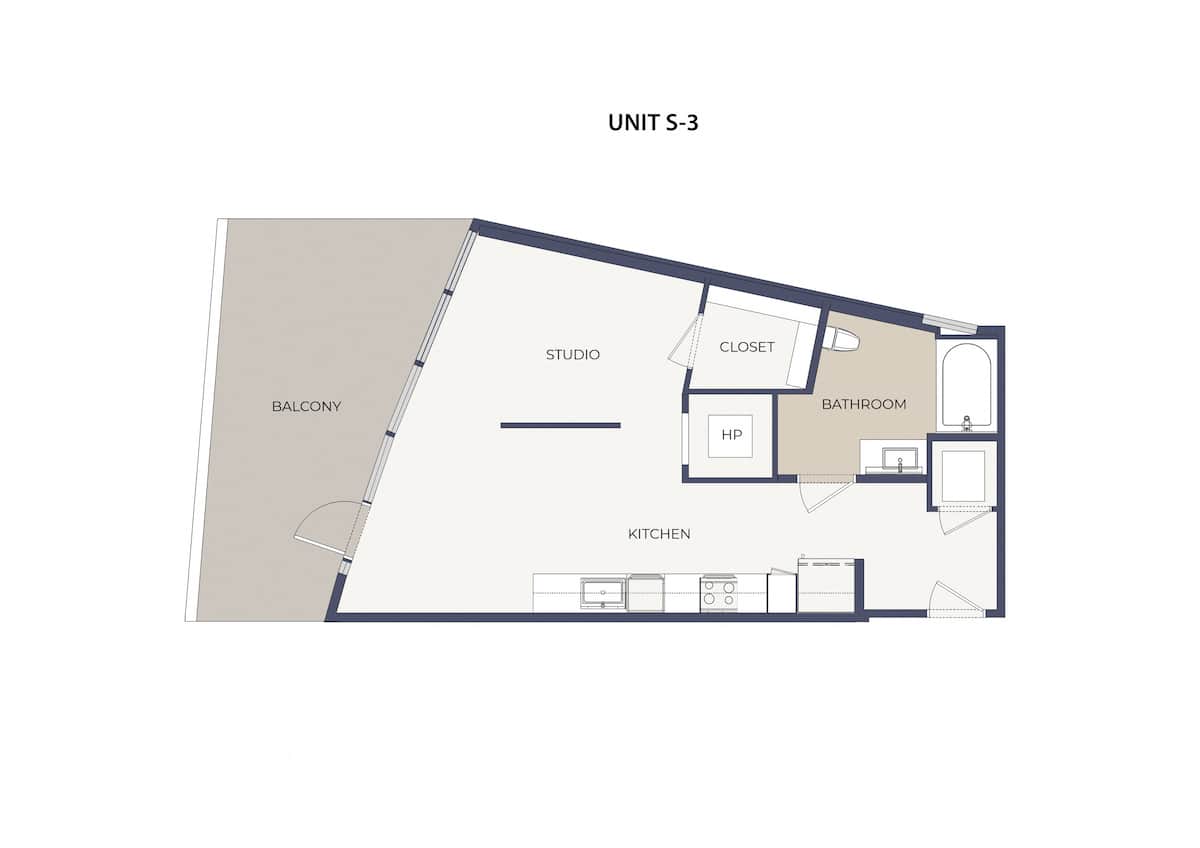 Floorplan diagram for S3, showing Studio