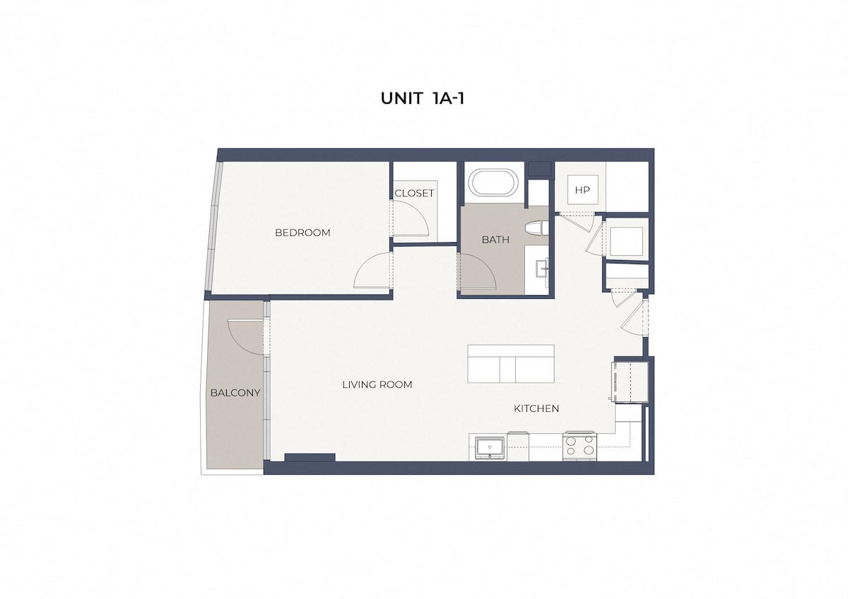 Floorplan diagram for A1a, showing 1 bedroom