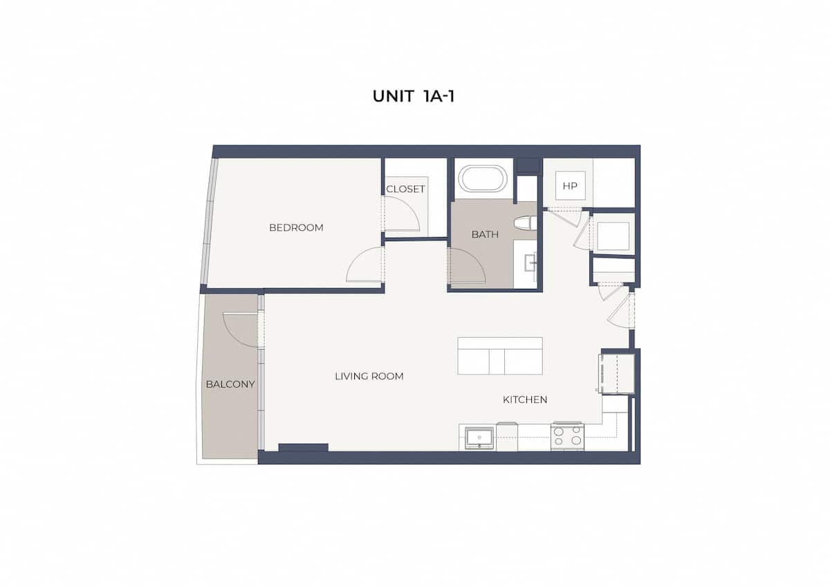 Floorplan diagram for A1b, showing 1 bedroom