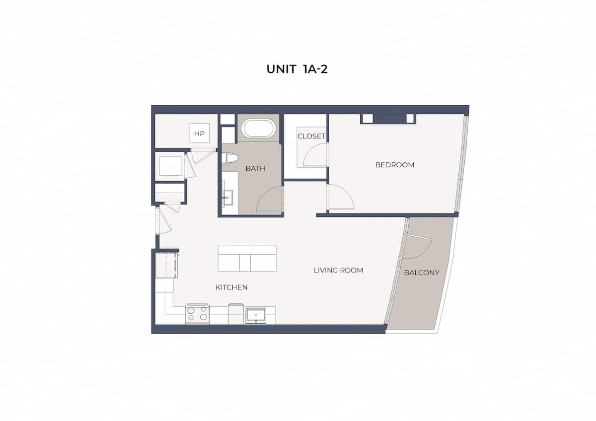 Floorplan diagram for A2, showing 1 bedroom