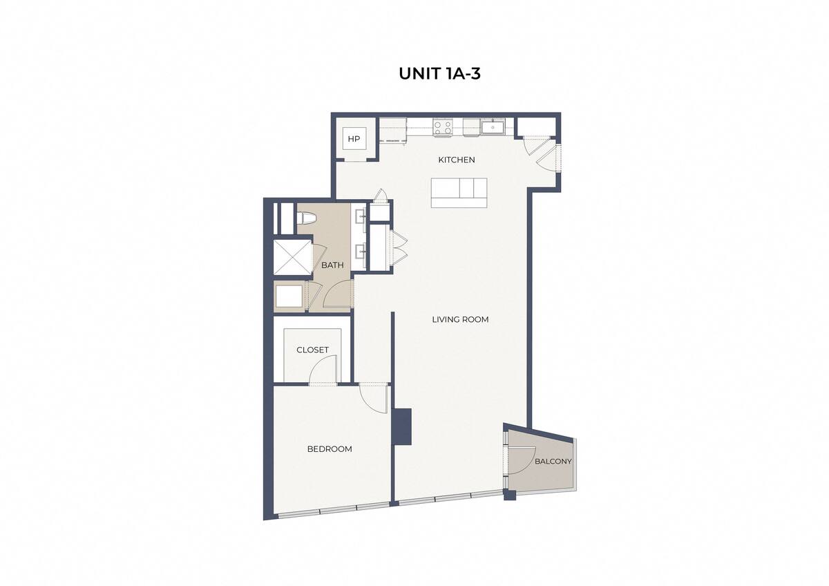 Floorplan diagram for A3, showing 1 bedroom