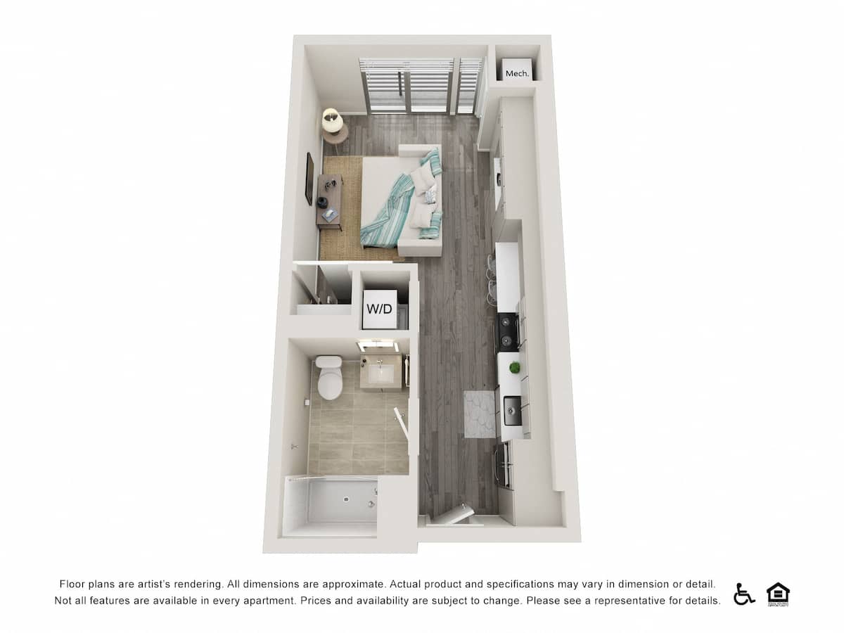 Floorplan diagram for Studio B, showing Studio