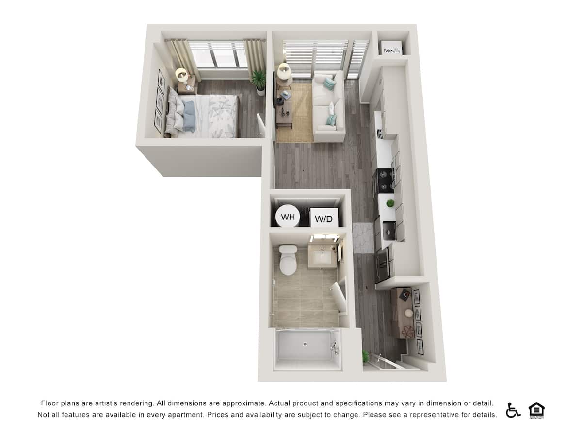 Floorplan diagram for 1 Bed Jr, showing 1 bedroom